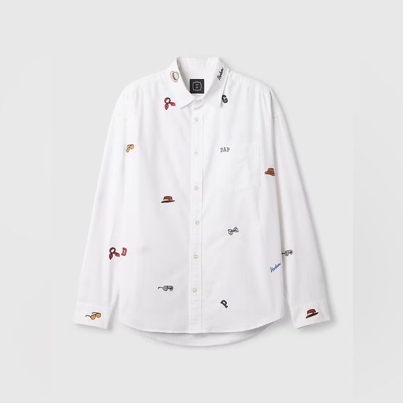 GAP Other - GAP White Embroidered Casual Button-Down Shirt dapper Dan DAP